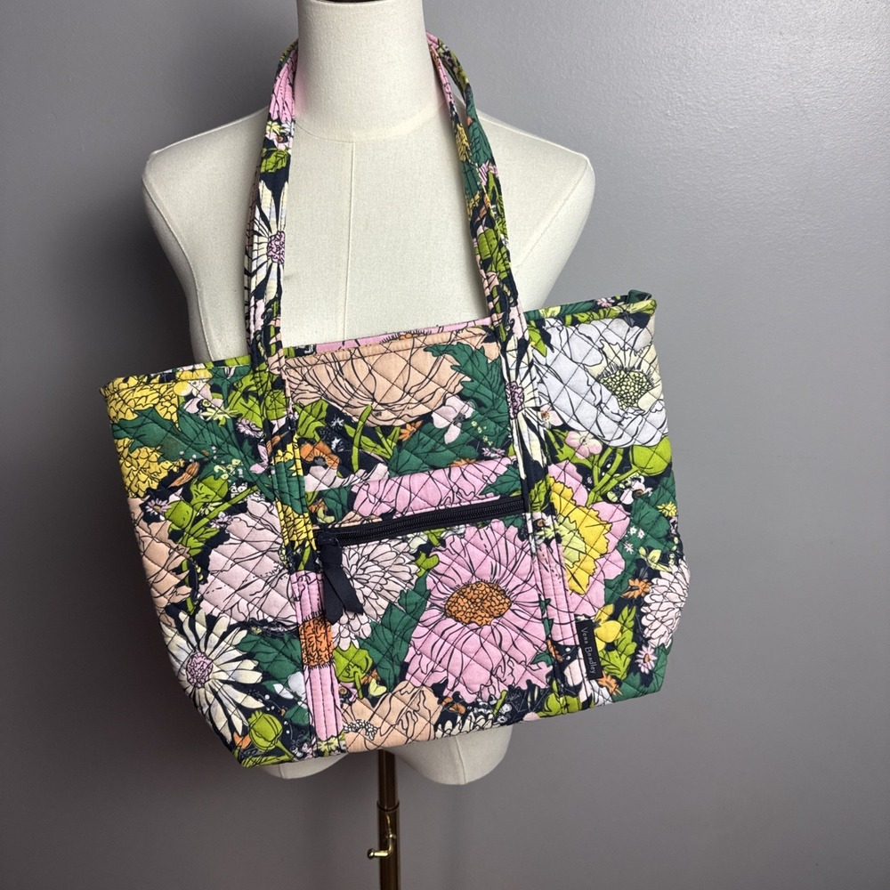 Vera Bradley Bloom Boom Floral Quilted Cotton Fabric Large Tote Bag